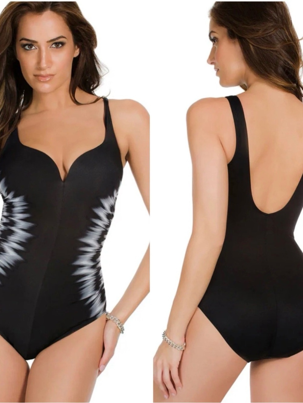 Miraclesuit Sound Wave Temptress One Piece Swimsuit Size 12 Sweetheart Neck